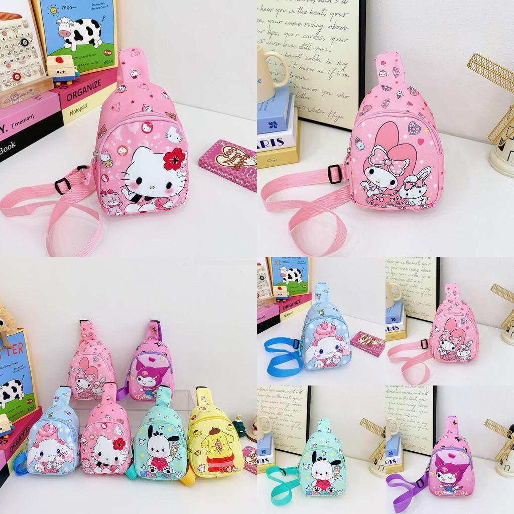Hello Kitty Kuromi Melody Pattern Kids Chest Bag With Polyester Material And Breathable Design For Daily Use In Kindergarten