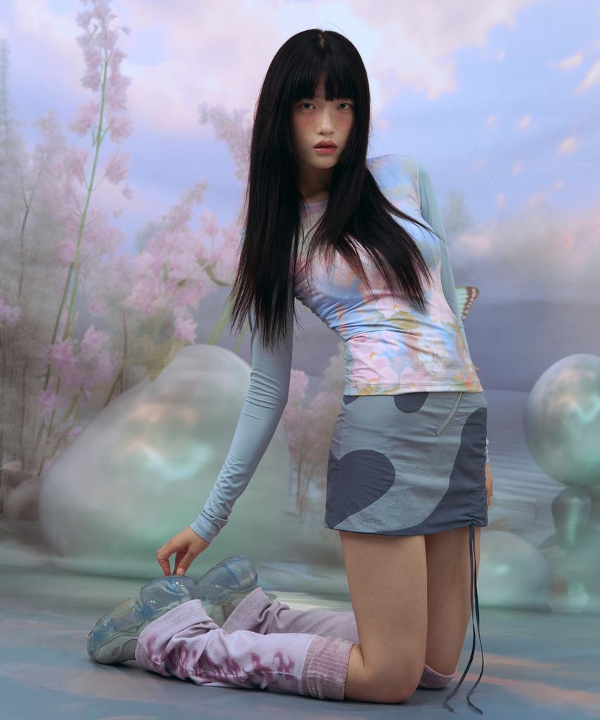 Myullib Shirring Strap Skirt/Gray