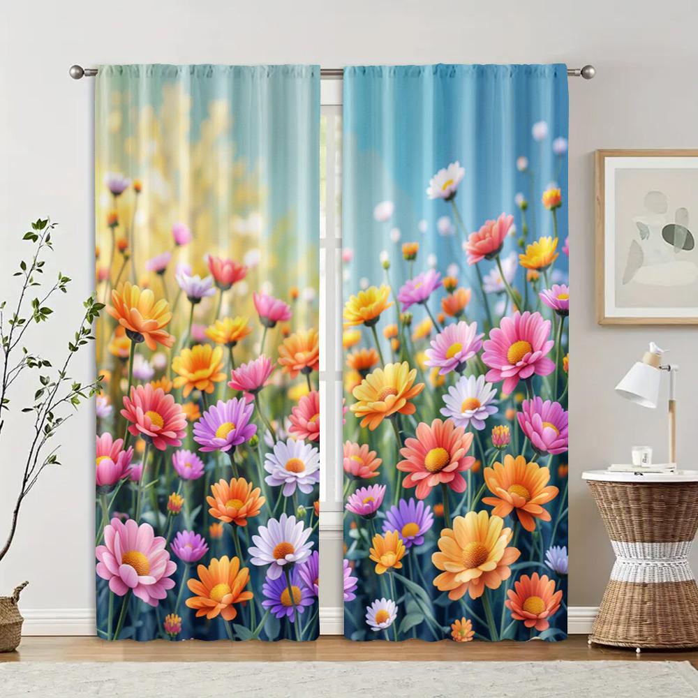 2 stuks   Modieuze Gordijnen Kleine regenboogbloemen in de tuin 100% Polyester (zonder stang) Buitendecoraties Perfect voor