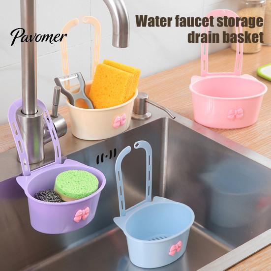 Kitchen Gadgets Storage Sink Filter Basket, Strainer, Hanging Drain Basket for Faucet, Dish Soap Holder No Drill Installation, Hole Design Washing
