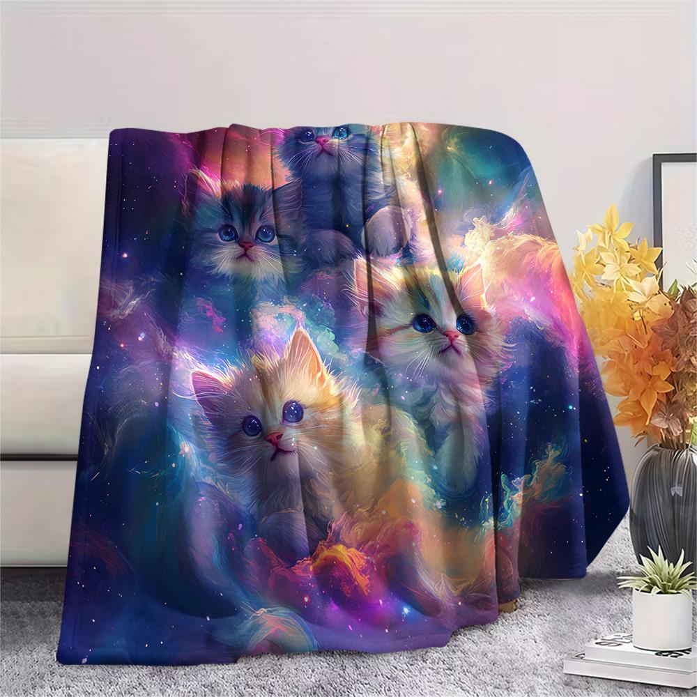 

Kitty Print Flannel Blanket, High quality Comfortable for All Seasons, Home Decor, Warmth and Comfort, Perfect for Christmas Gifts 80cm x 120cm