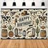 2D Cowboy Birthday Photography Background Cloth Western Wild West Themed Party Backdrop
