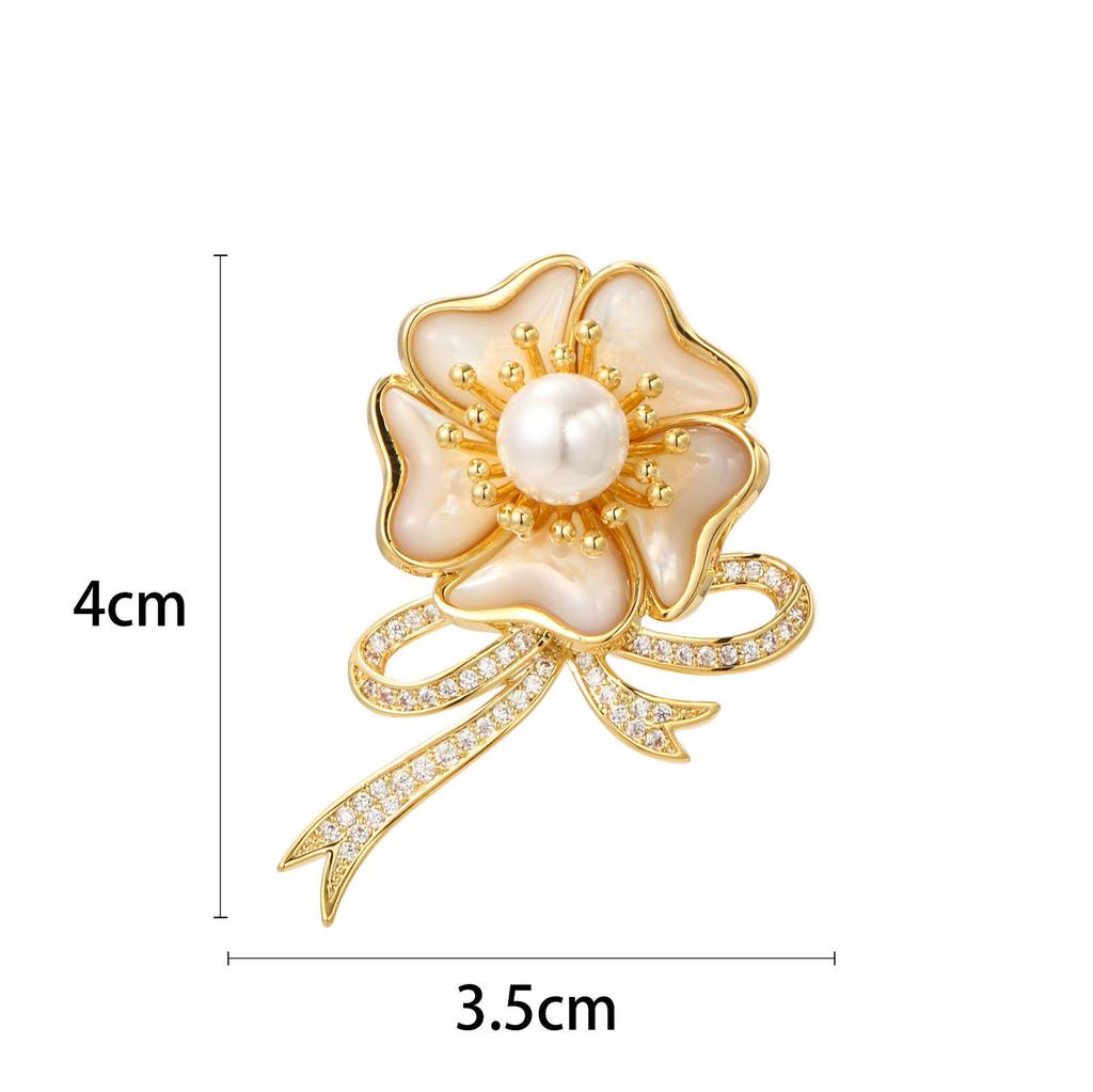 Snowflake & Butterfly Zircon Brooch with Freshwater Pearl for Women's Korean Style Suit Coat