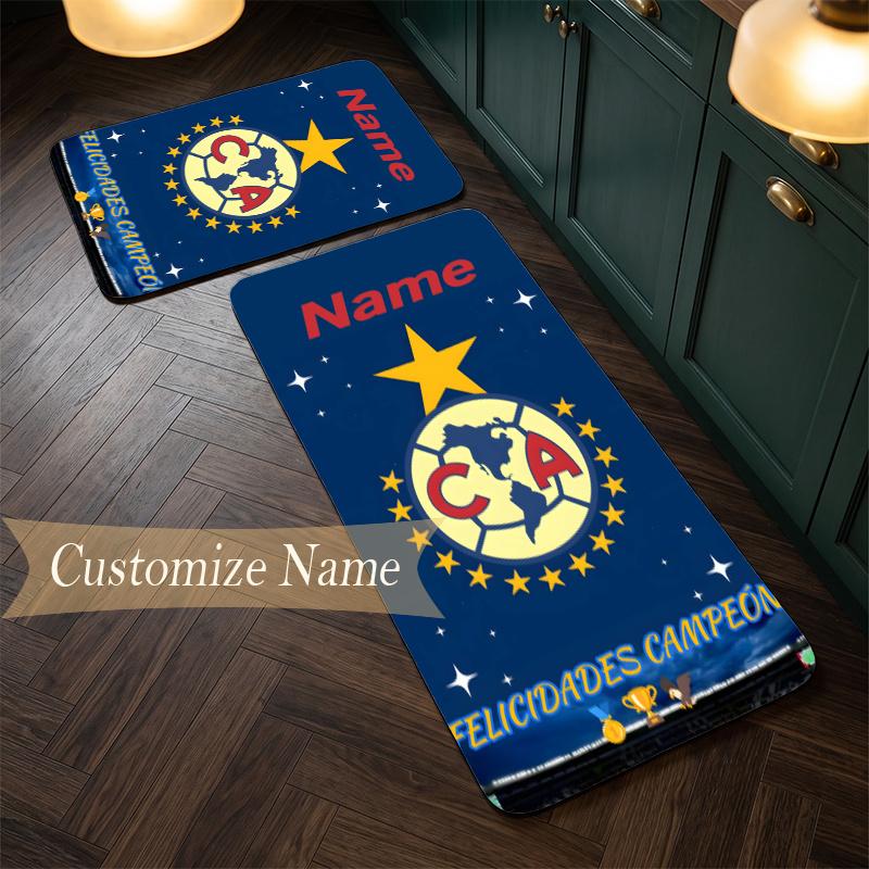 Club America (14) Customize Name Flannel Kitchen Mat Soft Non-Slip Kitchen Floor Runner Rug for Home Kitchen Decor