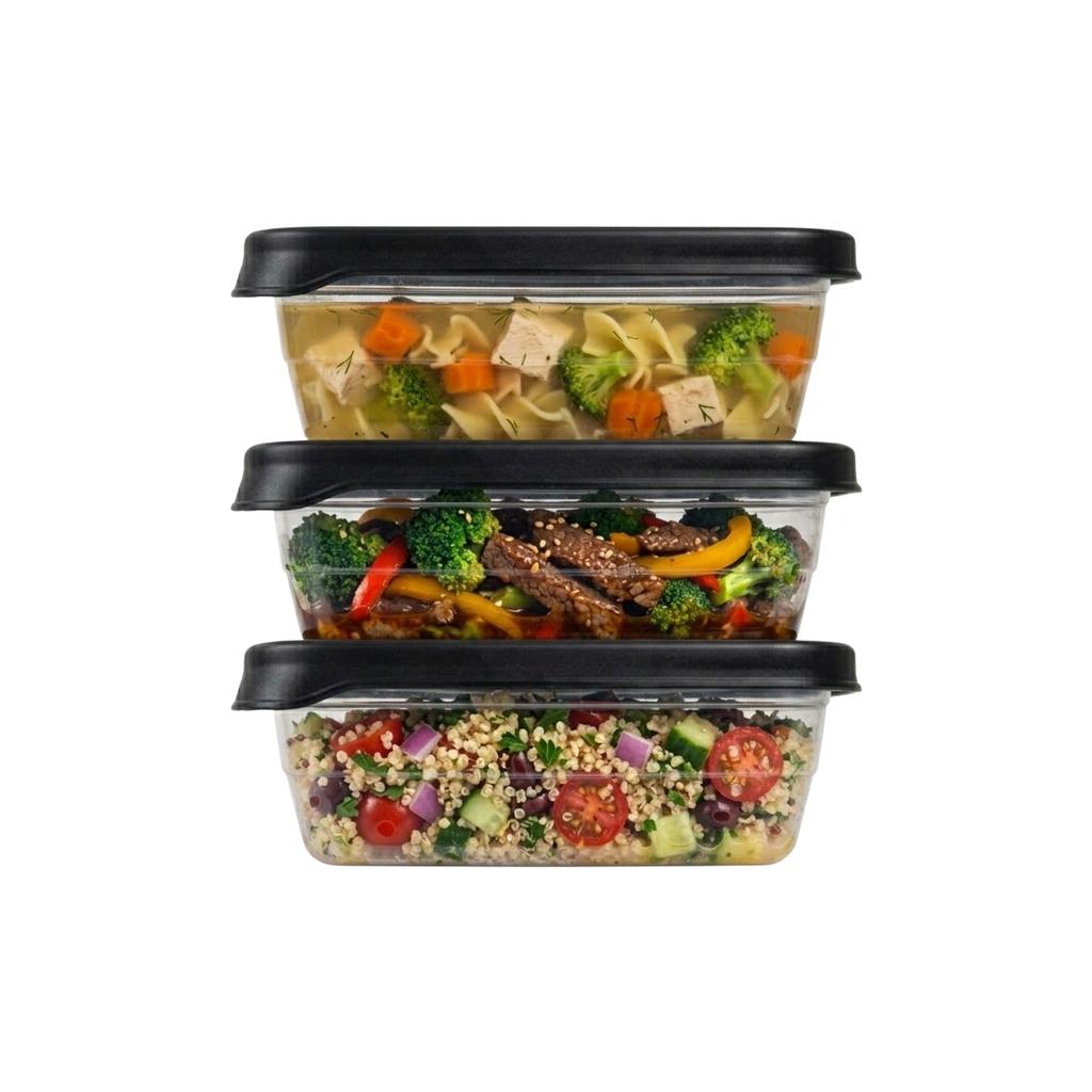 3x Food Containers 1200ml Food Box for School Work Set