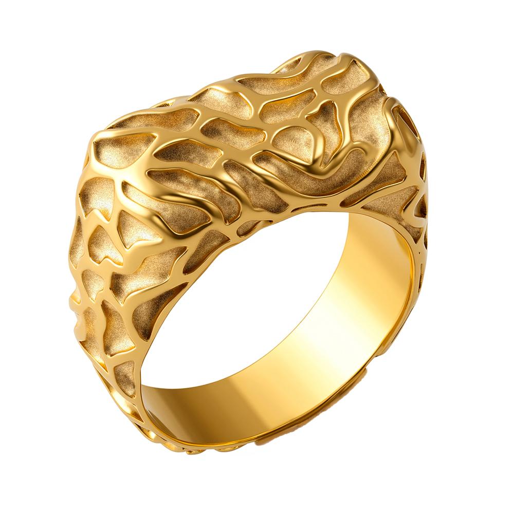 

JINHUI Stainless Steel Meteor Crater Texture Stack Ring for Women Jewelry Gift 8 золотий