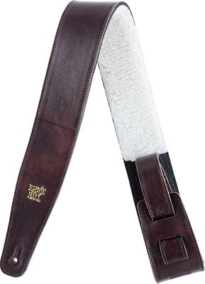 [Authentic] ERNIE BALL 4138 Guitar Strap, Italian Leather Strap with Fur Pad, Chestnut