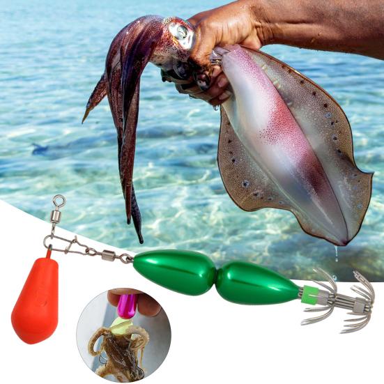 9CM/27G Squid Jig Hook with Colorful Beads Swivel Double-layer Umbrella Hook Cuttlefish Sleeve