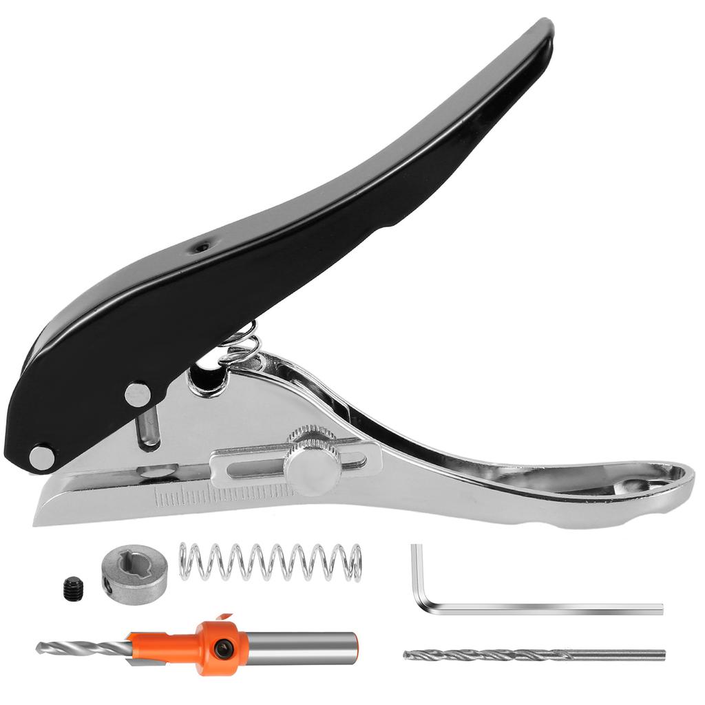 Hole Punch 5/16 inch Heavy Duty Single Puncher,Paper Portable Hand Held Long Edge Punching Plier Handheld Tool with Limiter