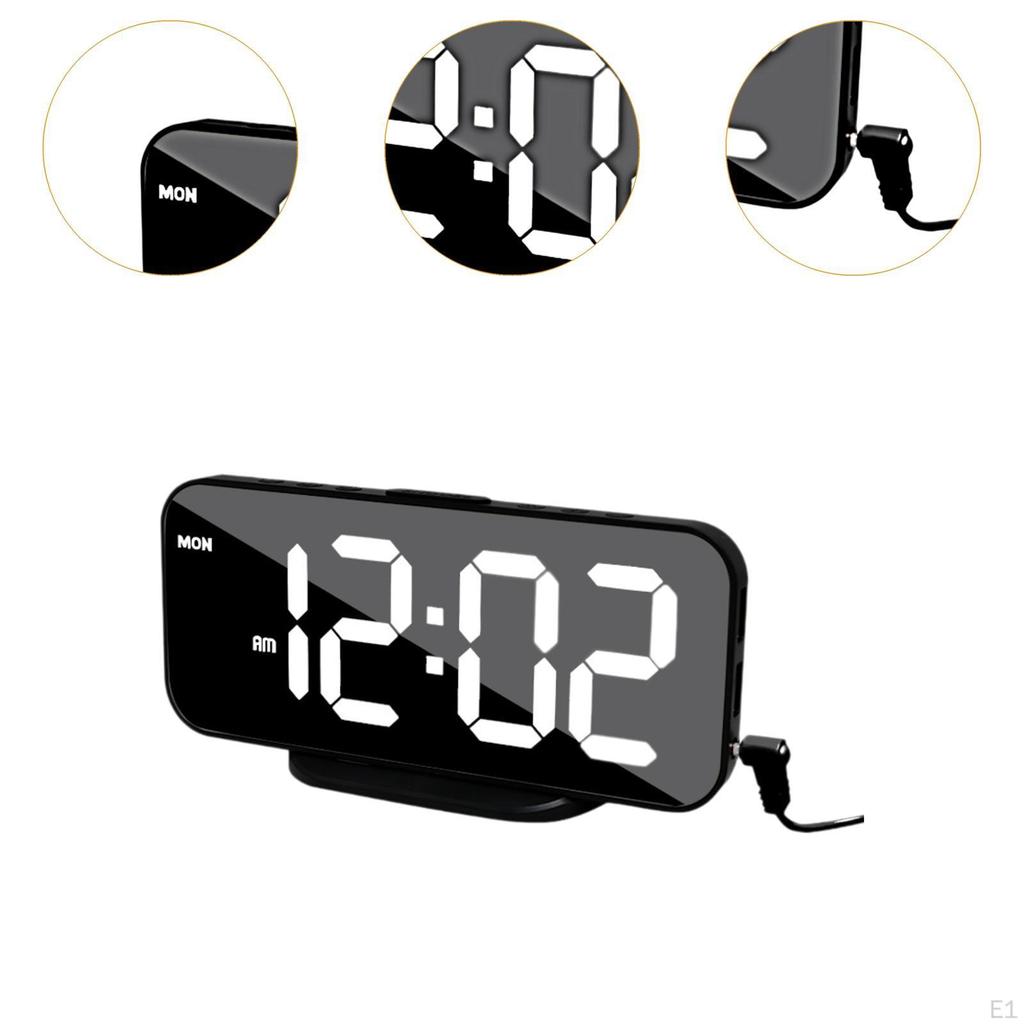 Bedside Digital Alarm Clock with USB Ports and Adjustable Brightness for Dormitory