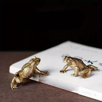 Feng Shui Copper Pocket Money Toad Fortune Brass Toad Figurine Indoor/Outdoor Decorative Statue No Electricity Required