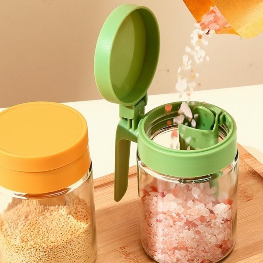 3PCS Sealed Glass Seasoning Can Moisture-Proof Seasoning Jar 2 In 1 Glass Spice Bottle for Kitchen