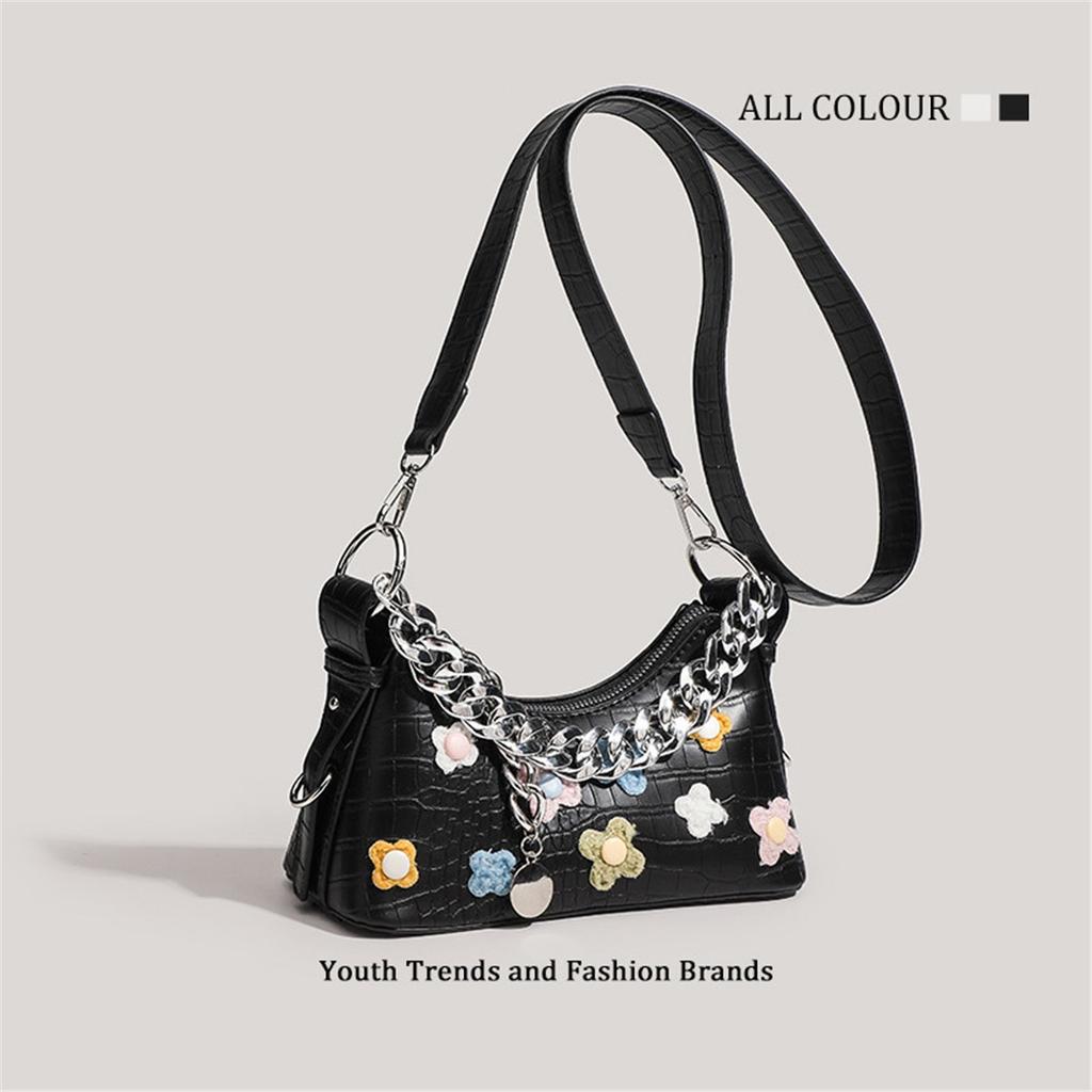 Flower Baguette Bag, High-end Texture, Niche Underarm Messenger Bag For Women