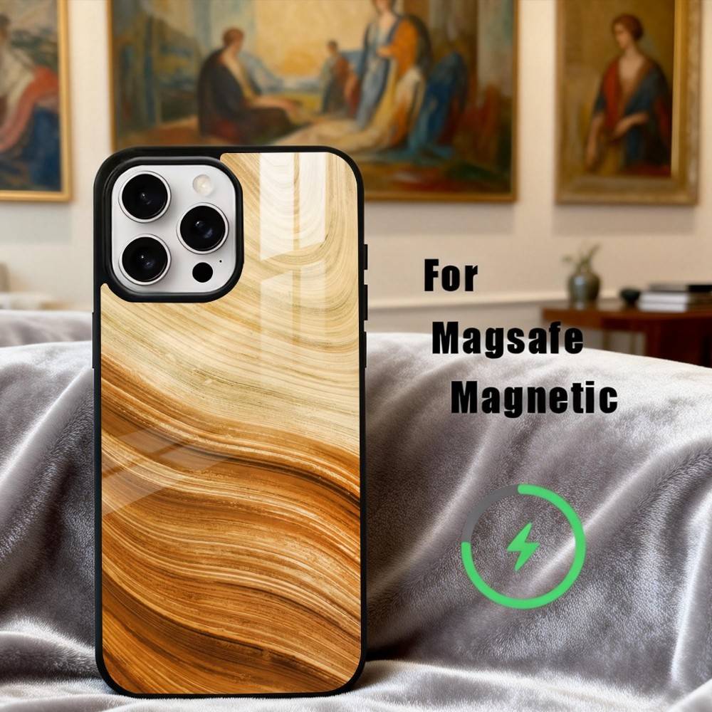 Art W-Wood G-Grain Natural Phone Case For iPhone17,16,15,14,13,12,11 Plus,Pro Max Magnetic For Magsafe Wireless Charging