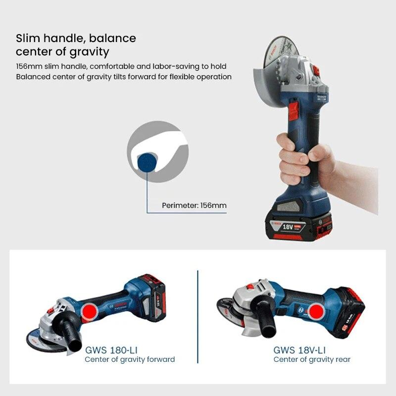Bosch GWS 180 Professional Brushless Angle Grinder Multifunctional Grinder Polisher Cordless Cutting Machine 11000RPM Power Tool  NO Battery