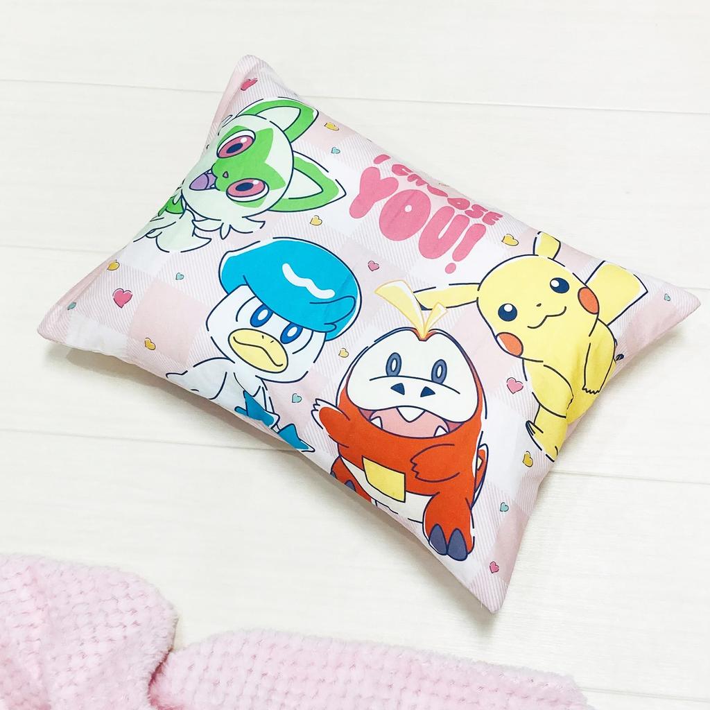 MORIPiLO Pokemon Pikachu Heart Cotton Includes Plush Character Pillow by Morishita Children's Pillow, Low-Profile, Design, Pink, Approx. 28x39cm,