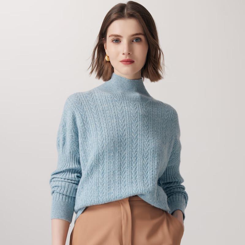 

Paluo Women s 100% Cashmere High-Neck Cable Knit Sweater XL