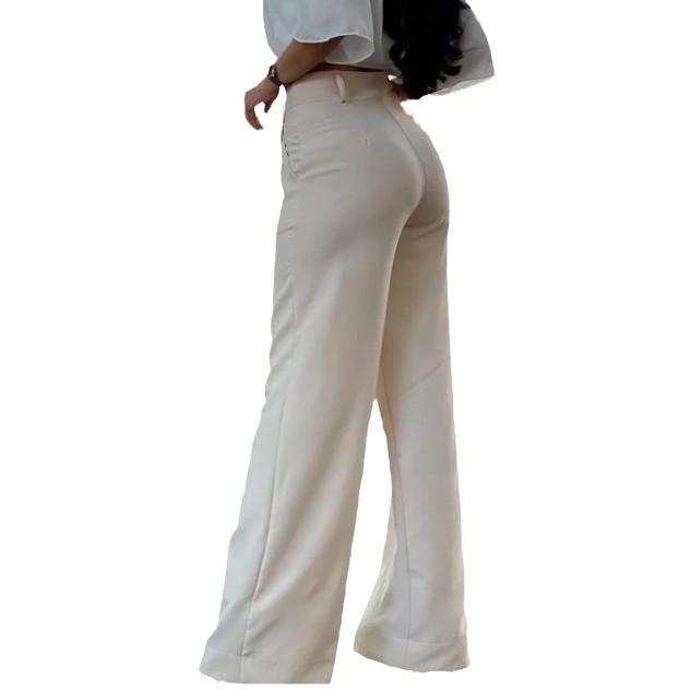 2024 Autumn Women's High Waist Wide-Leg Pants: Drapey, Slimming, Casual 2-Button Trousers