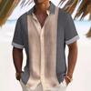 Herrenhemden Kurzarm Patchworkhemd Sommer Casual Umlegekragen Hemden Strandurlaubsstil Hemden