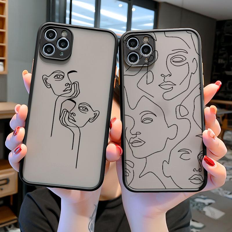 Funny Abstract Art Lines Fashion Phone Cases Cartoon Women Cover For Iphone 15 14 7 8 Plus XR XS XS 15 11 14 12 13 Pro Max Coque