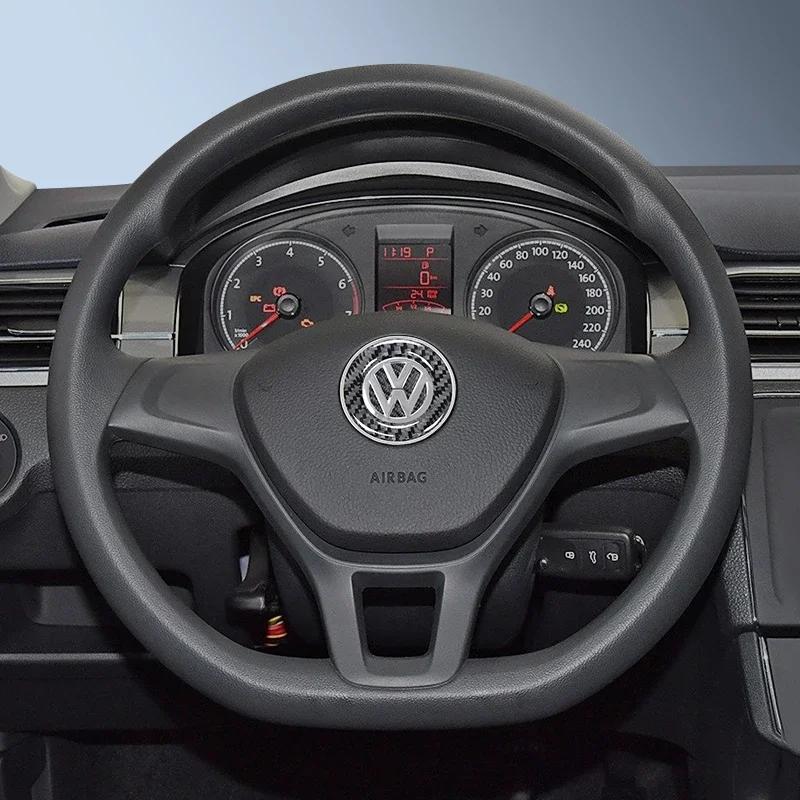 O7·Carbon Fibre Car Emblem Steering Wheel Decoration Sticker Accessories For Volkswagen Polo Arteon Tiguan Golf Touareg GTI Amarok