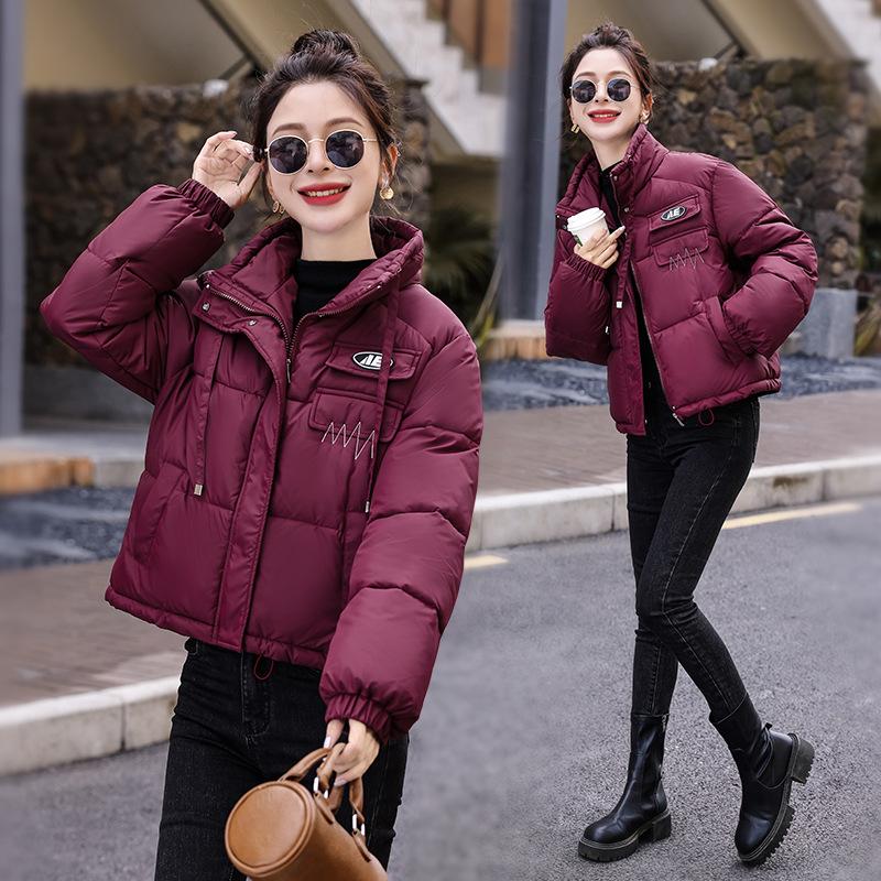 2025 Short Down Cotton Jacket Loose New Padded Jacket Women's Fashion Korean Version Winter Thickened Hooded Cotton Jacket Women's Bread