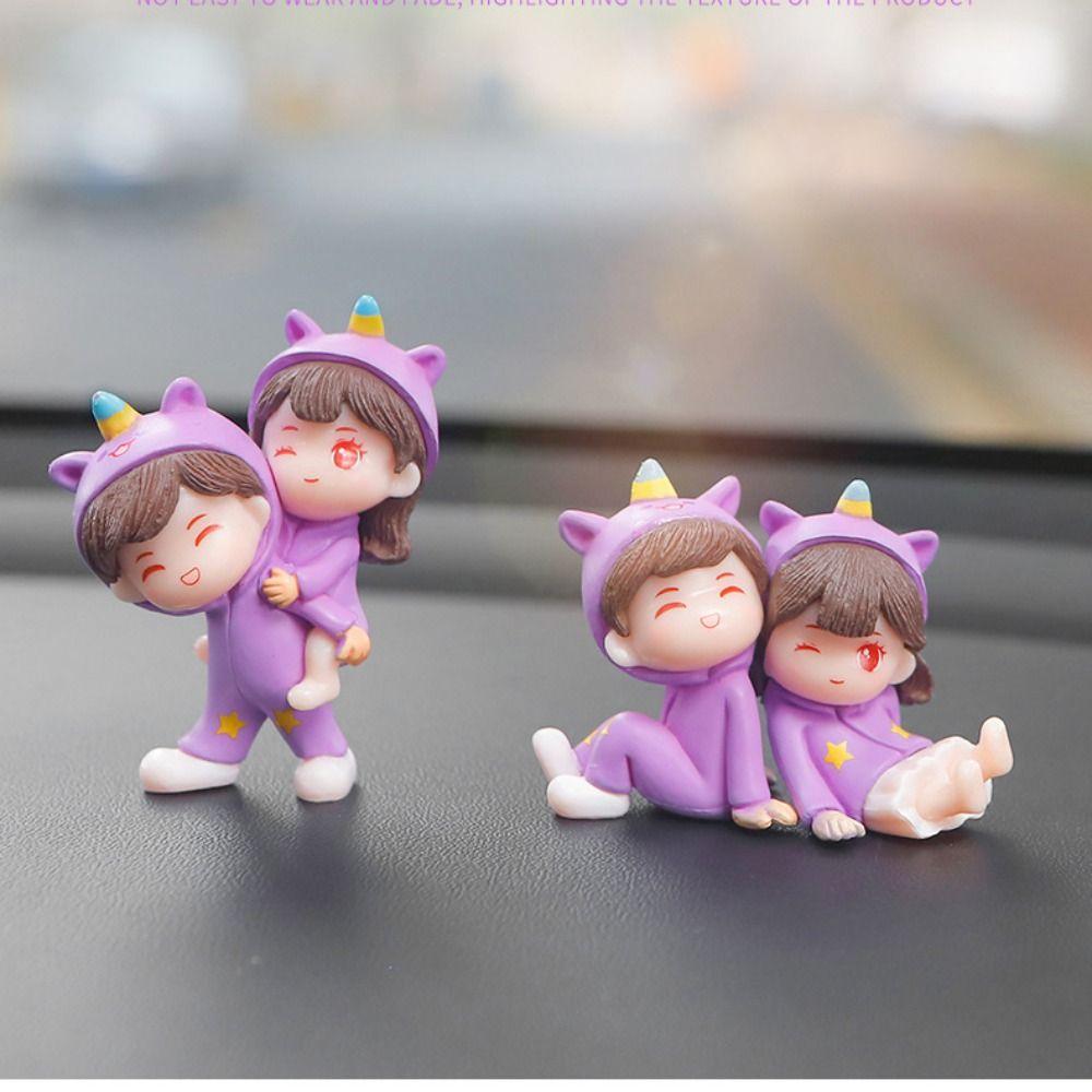 Purple Pajamas Couple Car Ornaments Kiss Balloon Doll Auto Center Console Figure  Auto Decoration