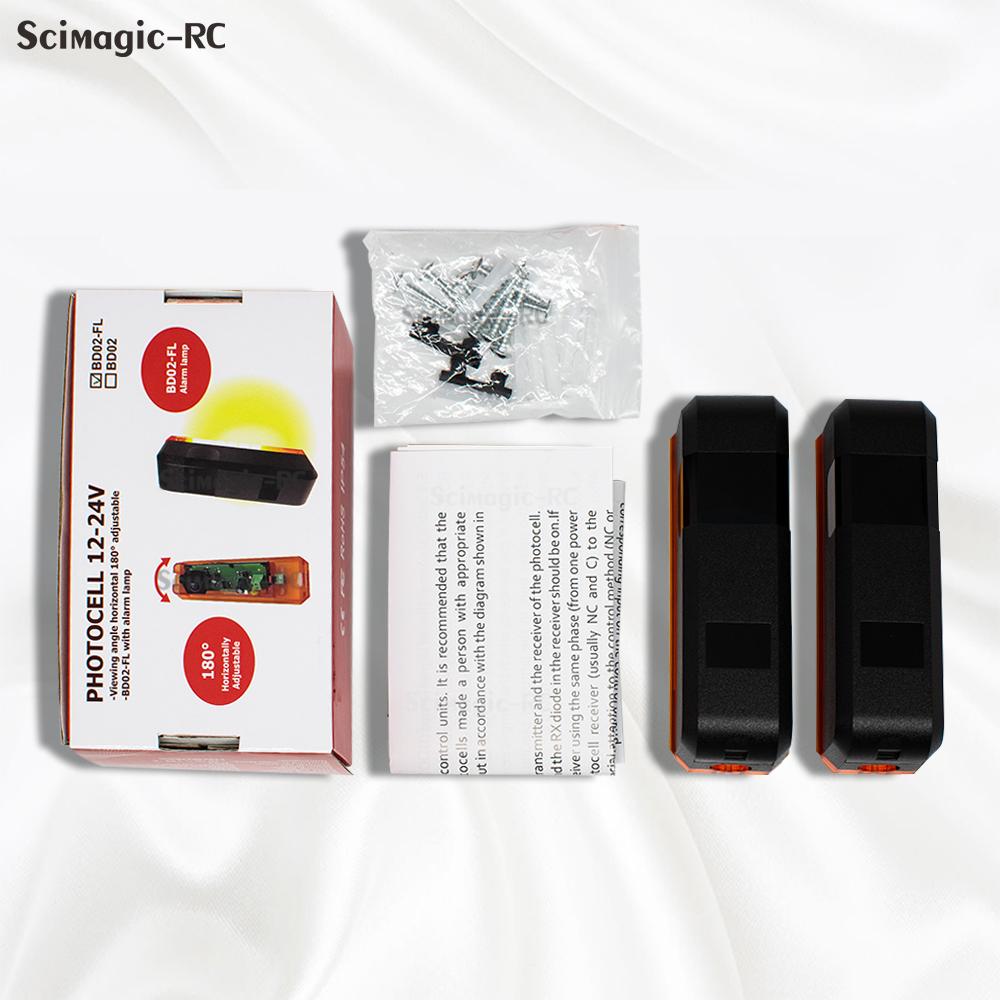 12-24V 180° Photoelectric Sensor for Automatic Gate Garage Barrier Door Detector With Alarm Lamp Photocell Infrared Beam Sensor