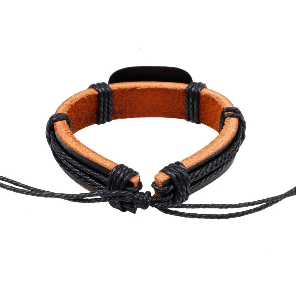 JMXD Vintage Leather Bracelet Peace Symbol Braided Pull String Adjustable Taiji Yin Yang Wrap Bracelet Unisex Boho