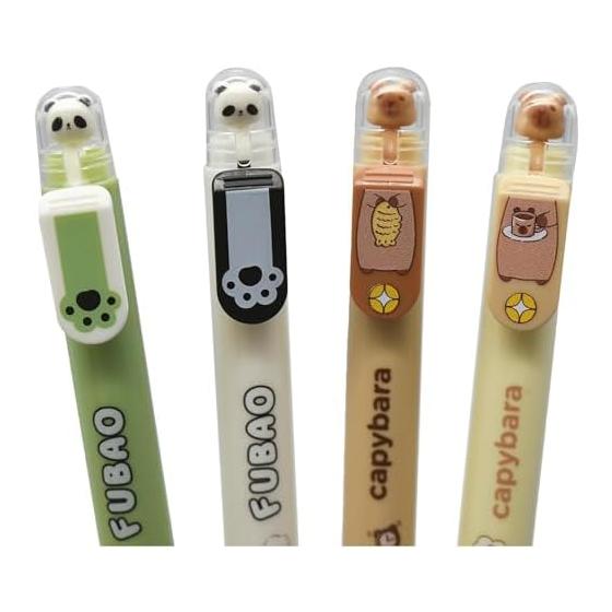Maydahui Cute Animal Panda Capybara Gel Pen, 0.5mm Black Ink, Kawaii Stationery for Office or Gift