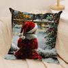 Christmas Window Snow Cushion Cover Silky Short Plush Invisible Zipper Dustproof Sofa Pillow Case For Home Decor