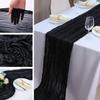 Bieżnik na stół z marszczeniami Boho Tkanina muślinowa Obrus na wesele Dekoracja imprezowa Rustykalny Elegancki Akcent na stół jadalny Wielokrotnego użytku Można prać w pralce Przezroczysty