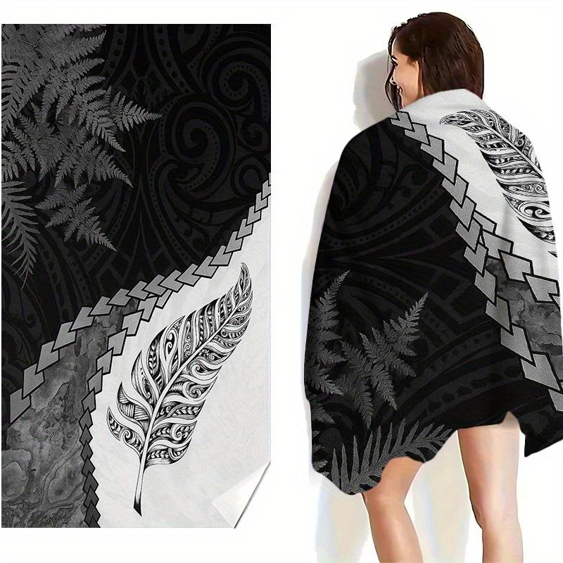 

1PC Tribal Maori Pattern Polyester Swim Towel, Quick Dry Soft Beach Towel for Men Women, Ideal for Beach Mat Camping Surfing Tra W40*H60(CM)