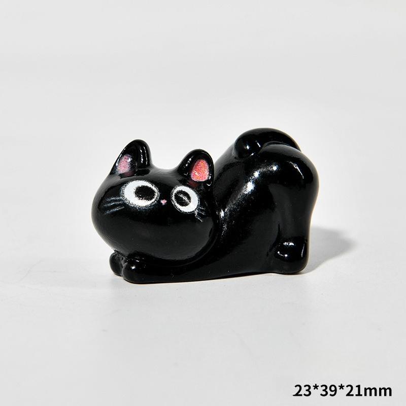 2 Stück Cartoon Harz Niedlich Korn Luo Xiaohei Zhanji Kleine Schwarze Katze Tier Dekoration Kreativ Schreibtisch Auto Kleine Dekoration Handwerk
