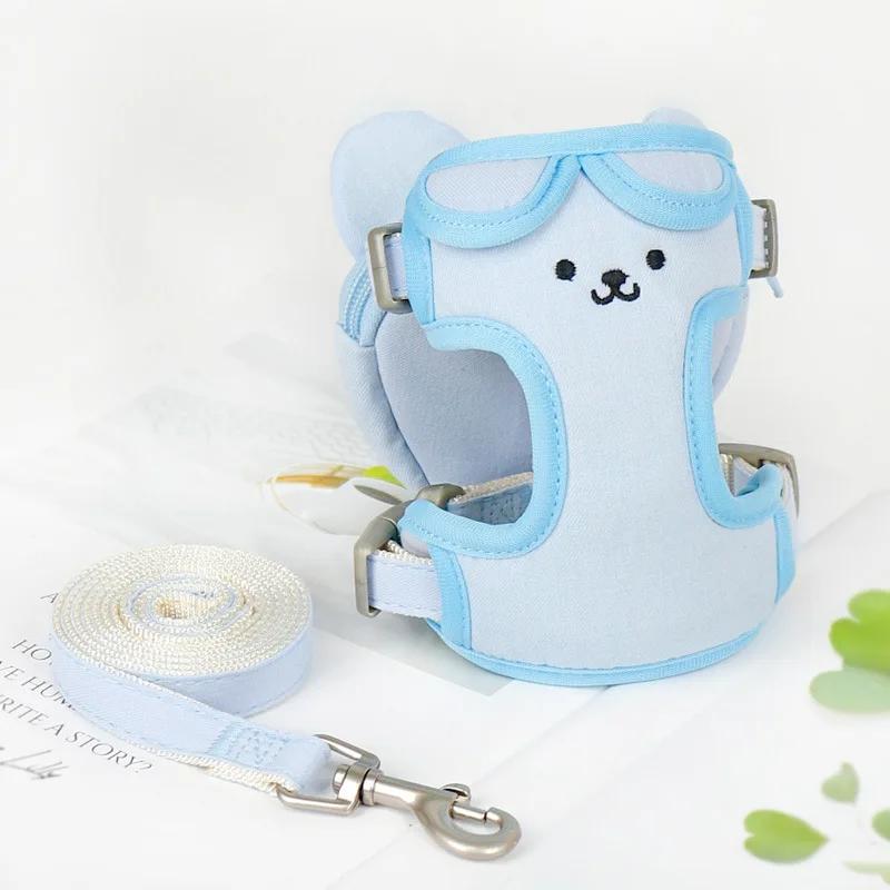 

Классический милый комплект из шлейки и поводка для маленьких собак, регулируемый жилет для щенков, кошек, собак, шлейка-рюкзак для домашних животных для маленьких и средних собак M-For Pet 3.5-7.5kg