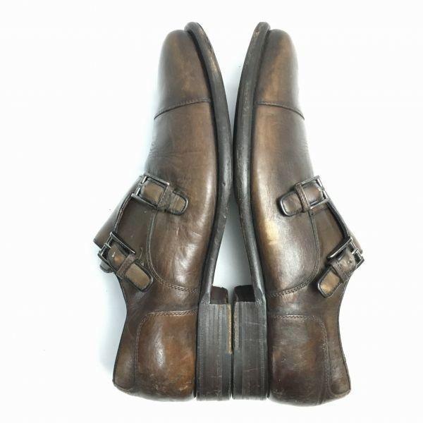 a.testoni Made in Italy Double Monk Strap Business Shoes Brown Size 7.5 (25.5cm) Men's(USED)