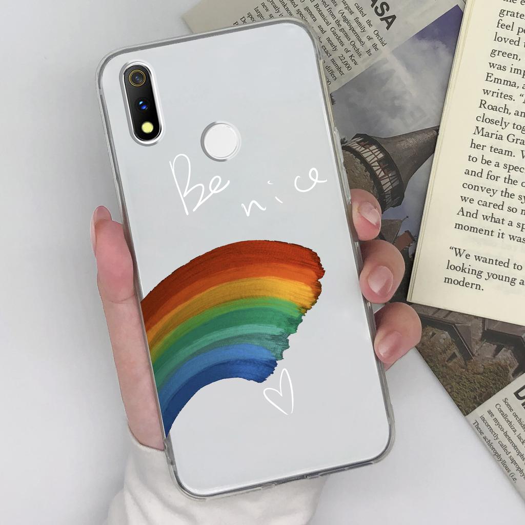 For Oppo Realme 3 V3 V5 X X2 X7 5 5i 6 6i 7 8 9 Pro Phone Case Beautiful Rainbow Astronaut Pattern Transparent Silicone Dustproof Shell For Oppo Cover