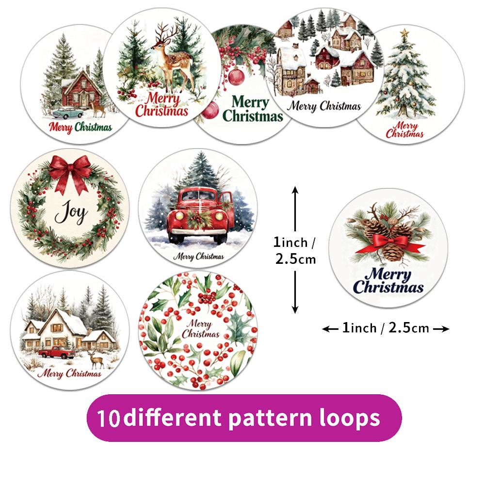 Merry Christmas Cartoon Adhesive Tape - 500 Sheets/Roll for Decoration & Envelope Sealing
