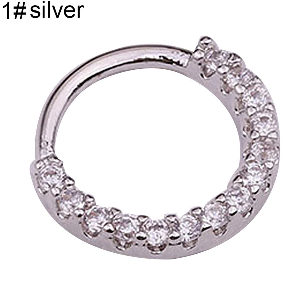 1Pc Women Cubic Zirconia Inlaid Nose Ring Helix Earring Hoop Piercing Jewelry