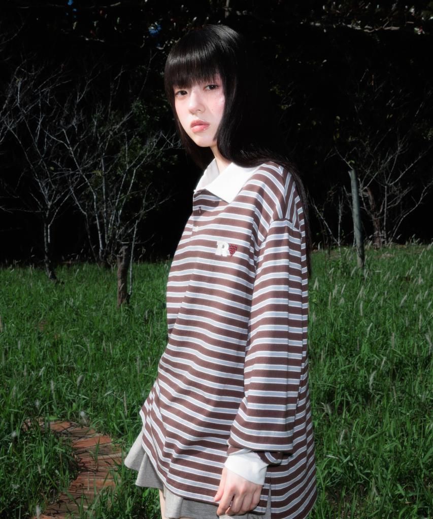 ROSEFRANTZ Stripe Collar Long Sleeve [Brown]