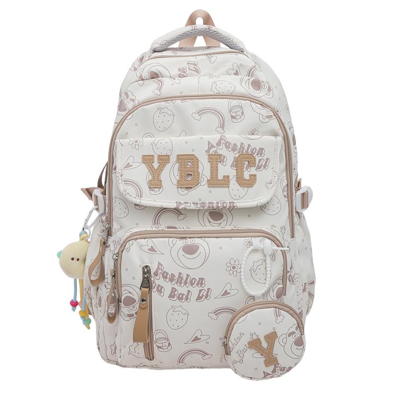 Printed Student Schoolbag Men's Large Capacity Travel Backpack Women's Campus Backpack with Coin Purse