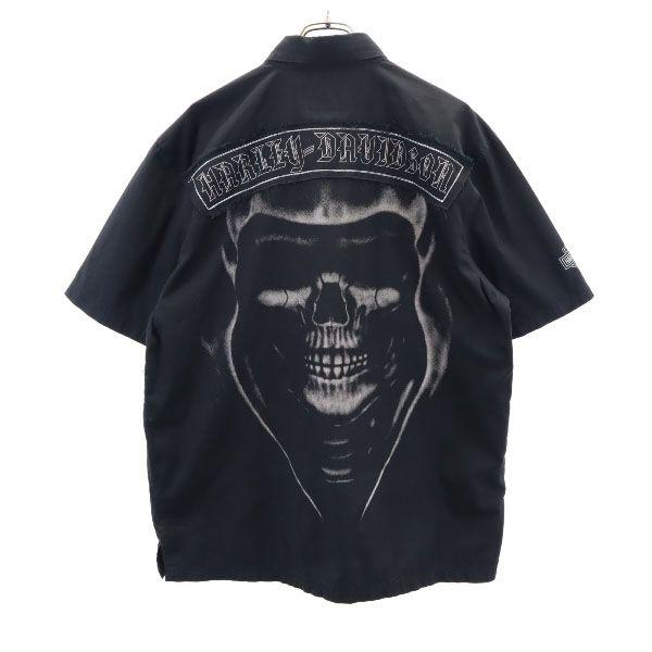 HARLEY DAVIDSON Back print Short sleeve Button down shirt L Black series Men's Used