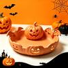 Candy Storage Dish Halloween Pumpkin Tray, Bat Relief Holder, 3D Printed Retro Face Bowl Desktop Bowl, Spooky Tabletop Ornament for Party Decor Window