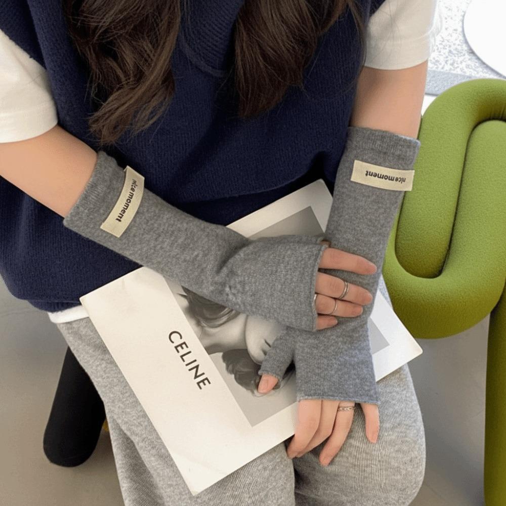 

Arm Warmers Long Wrist Gloves Cashmere Elbow Mittens Korean-Style Knitted Gloves Girls Women сірий