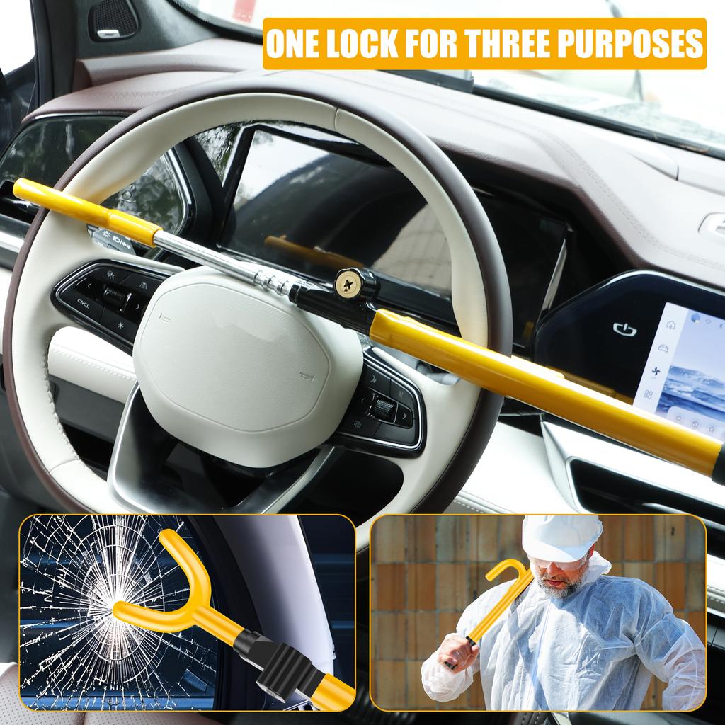 Vehicle Steering Wheel Lock Car Anti Theft Security Lock with Adjustable Length Universal Fit for Cars SUVs Motorhomes Carava