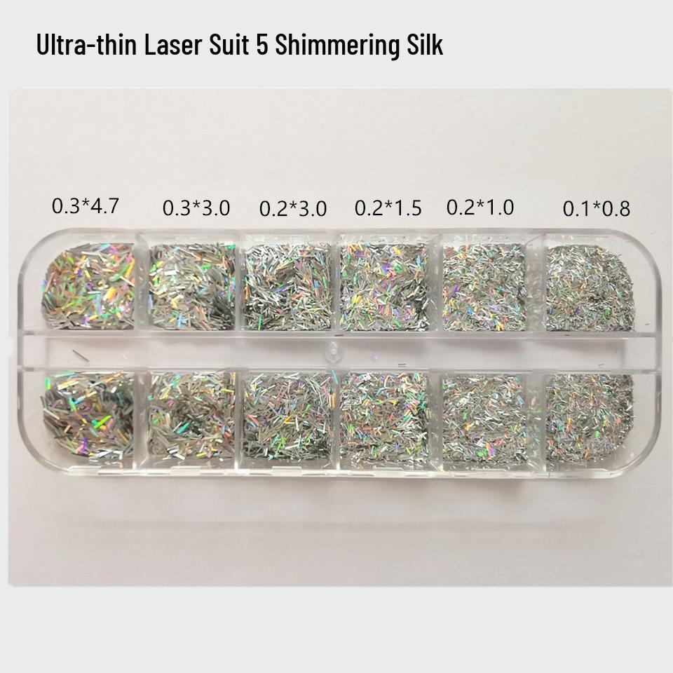 Anpassbare Dünne Laser-Unregelmäßige Pailletten-Nagelkunst-Glitzerstreifen in Box