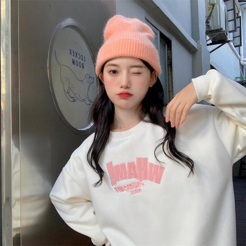 Fatten and increase autumn and winter super fire letter printing fat MM age reduction ins style casual versatile loose sweater women