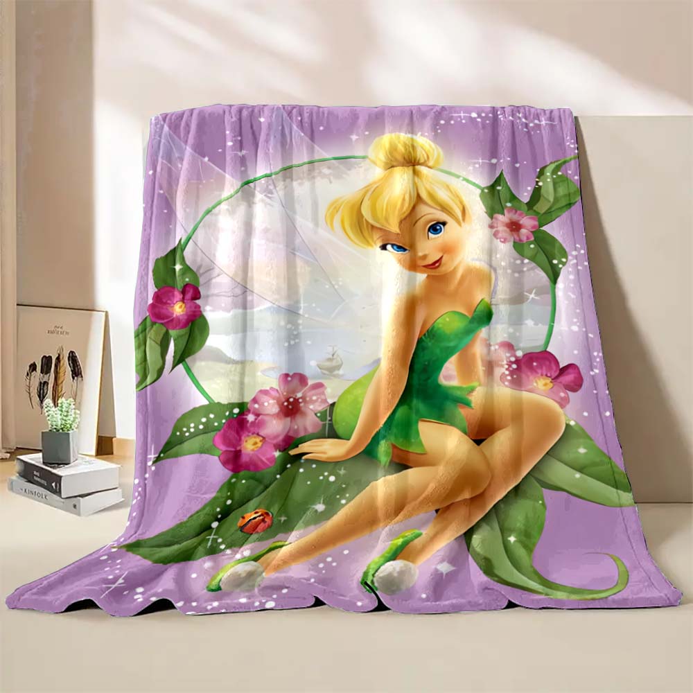 Multi-Style Tinker Bell Cartoon Print Blanket Super Warm Fluffy Bedroom Living Room Sofa Study Office Four Seasons Blanket Gift