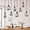 NETTLIFE Lustre Glass Socket E27 8 Lamps Height-adjustable Suspension Cord Retro Style