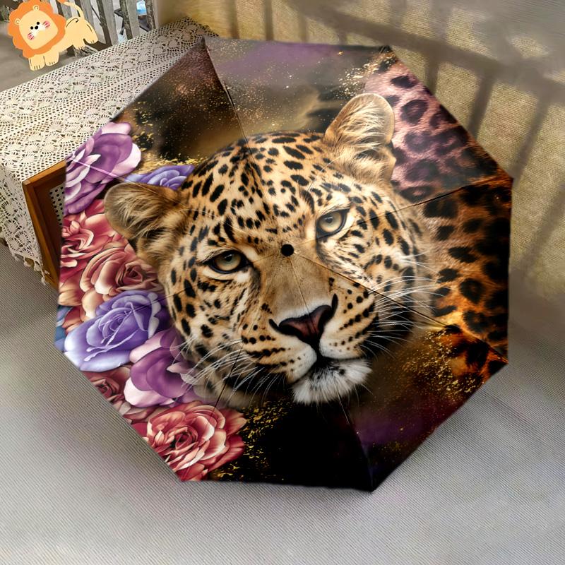 Golden Leopard Pattern Rain Umbrella